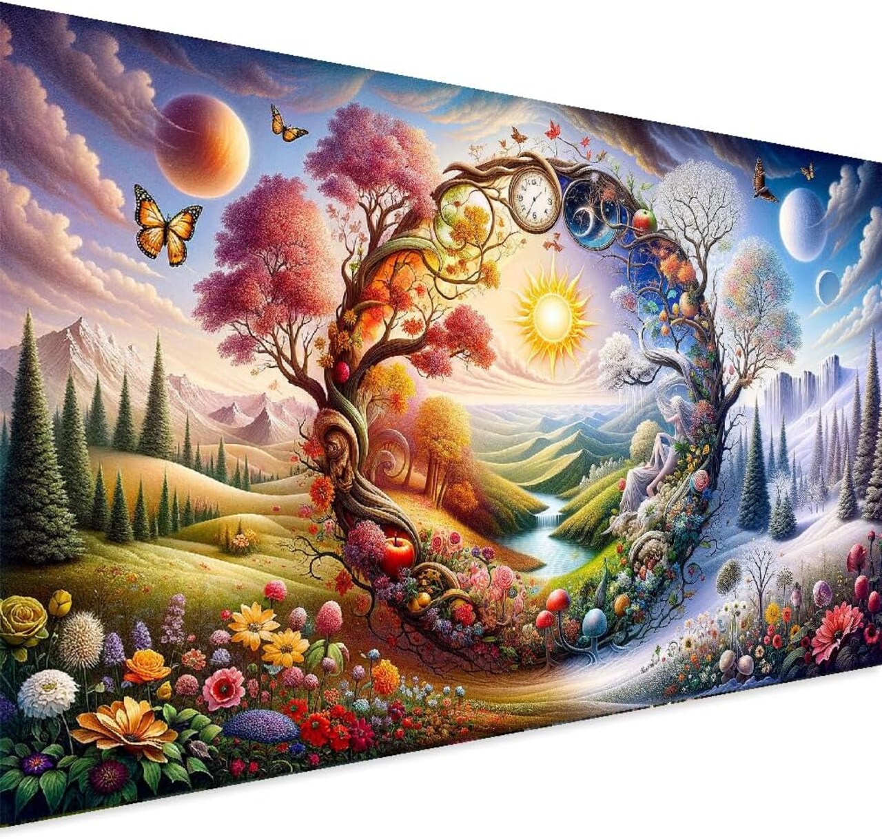 Four Seasons Diamond Art Painting Kit – 5D Full Drill DIY Crystal Rhinestone Art for Adults, 27.5 x 15.7 Inch Home Wall Décor
